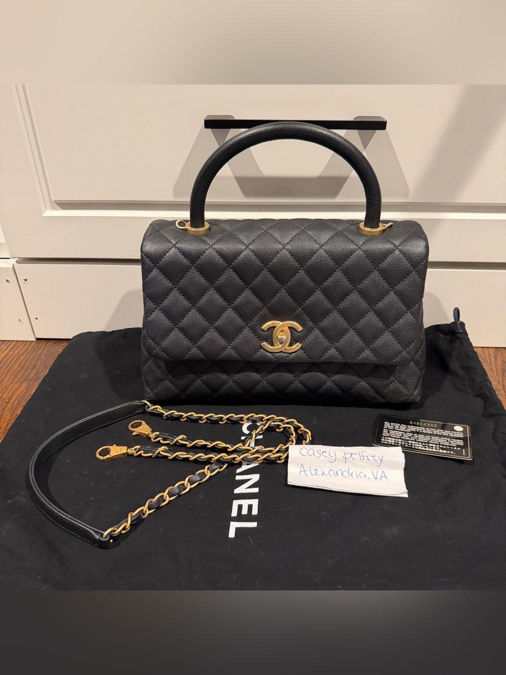 Chanel Medium Coco handle Black Caviar Gold Hardware